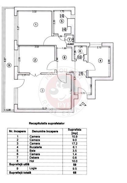 Raul Doamnei | Apartament 3 camere | 68mp | decomandat | B9224